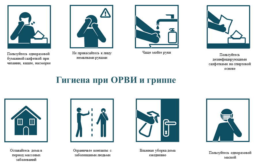 Гигиена при ОРВИ, коронавирусе, гриппе.